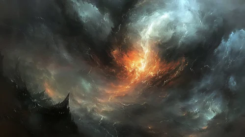 Chaotic Sky with Fiery Elements