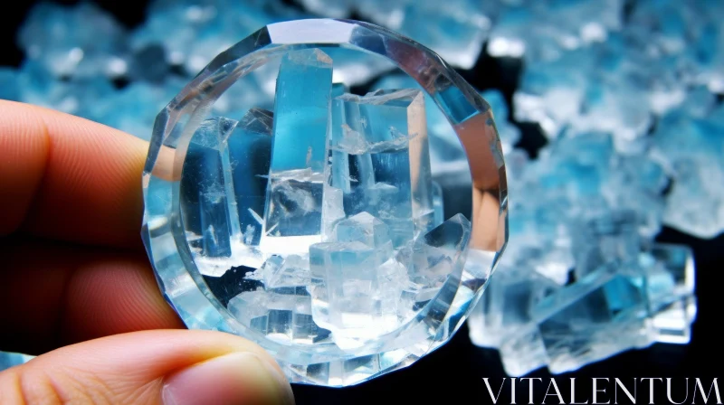 Delicate Blue Quartz Crystal | Macro Lens Photography AI Image