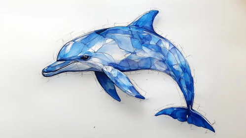 Illustration of a Dolphin in Blue