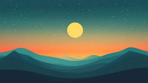 Peaceful Mountain Range at Night