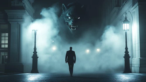 Foggy Night Confrontation with a Werewolf
