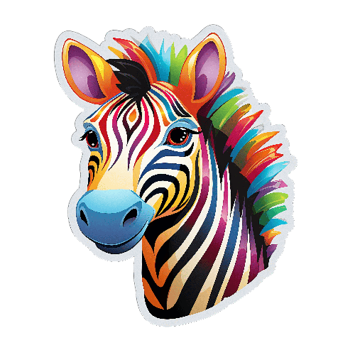 Friendly Cartoon Zebra Head with Colorful Mane for T-shirt Design