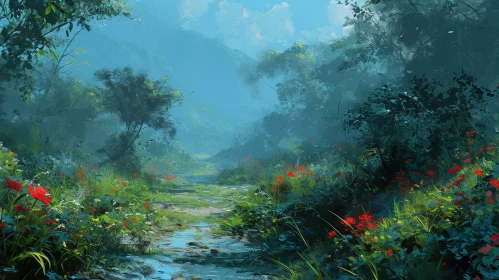 Serene Forest Path Landscape | Nature Artwork