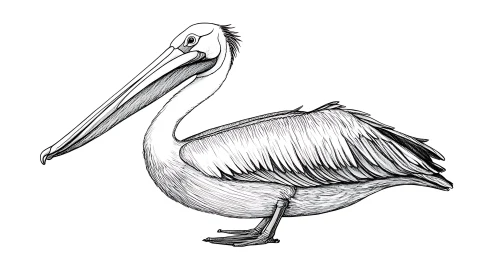 Pelican Bird - Monochrome Sketch