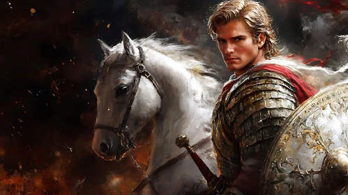 Armored Knight with White Steed