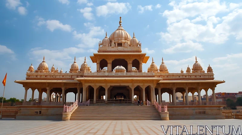 Indian Temple Under Cloudy Sky AI Image