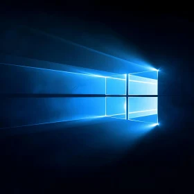 Glowing Blue Window Design in Dark Background