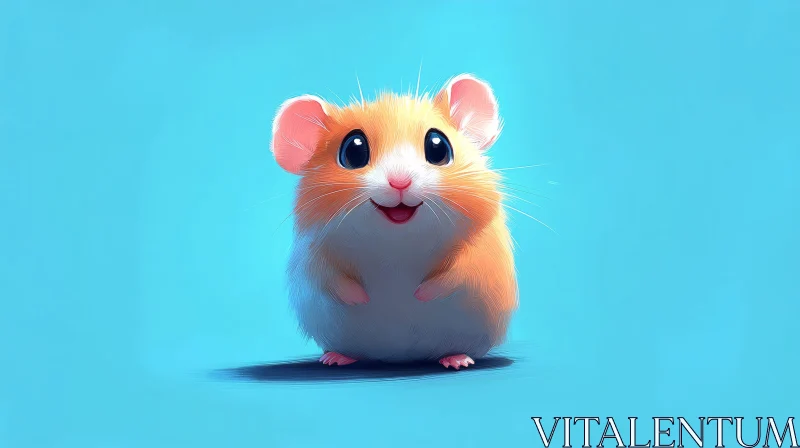 Charming Hamster on Blue Background AI Image