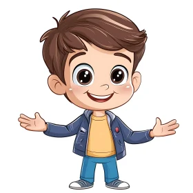 Smiling Boy Cartoon Character Art