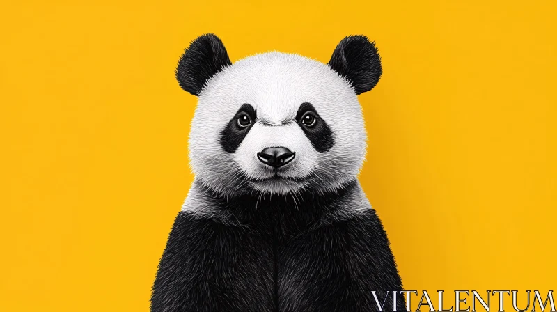 AI ART Panda Art on Bold Yellow