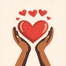 Hands Holding Hearts Illustration