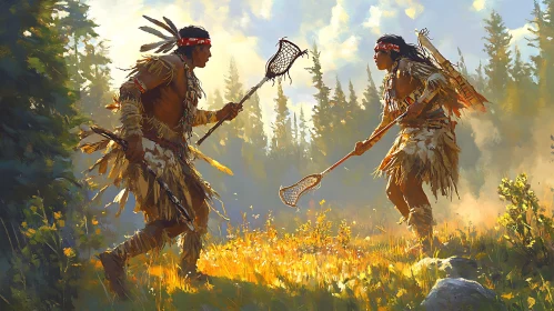 Traditional Lacrosse Match Art