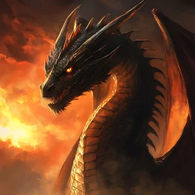 Dragon in Fiery Skies