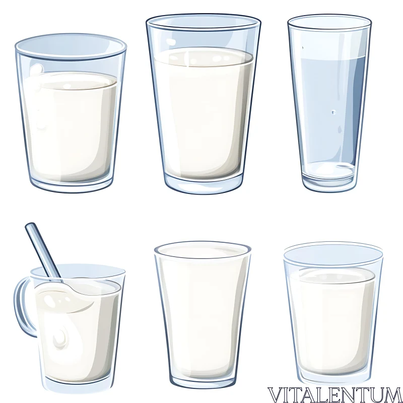 AI ART Various Glasses with Milk