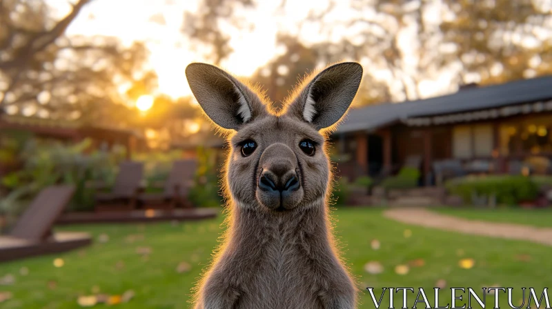 Curious Kangaroo at Sunset AI Image