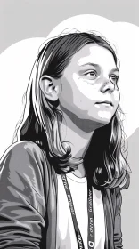 Monochrome Portrait of Greta Thunberg