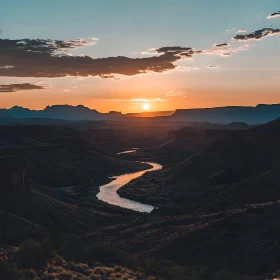 Winding River Canyon Sunset View