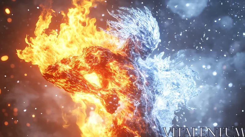 Fire and Ice Elemental Entity AI Image