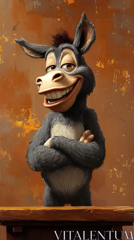 AI ART Smiling Cartoon Donkey