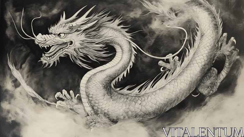 AI ART Monochromatic Dragon Artwork