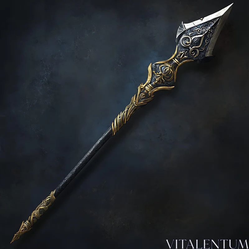 Elaborate Spear Design on Dark Backdrop AI Image