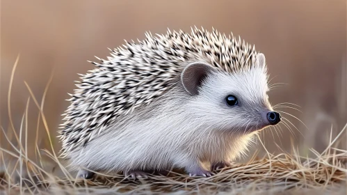 Hedgehog on Dry Grass