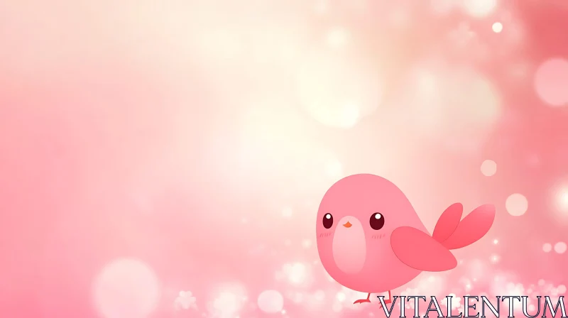 Pink Bird Cartoon Illustration AI Image