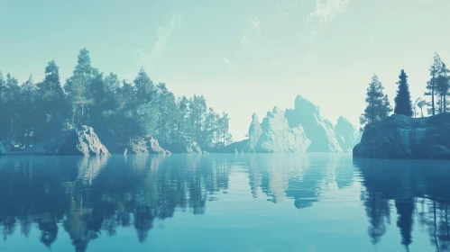Tranquil Mountain Lake Scene
