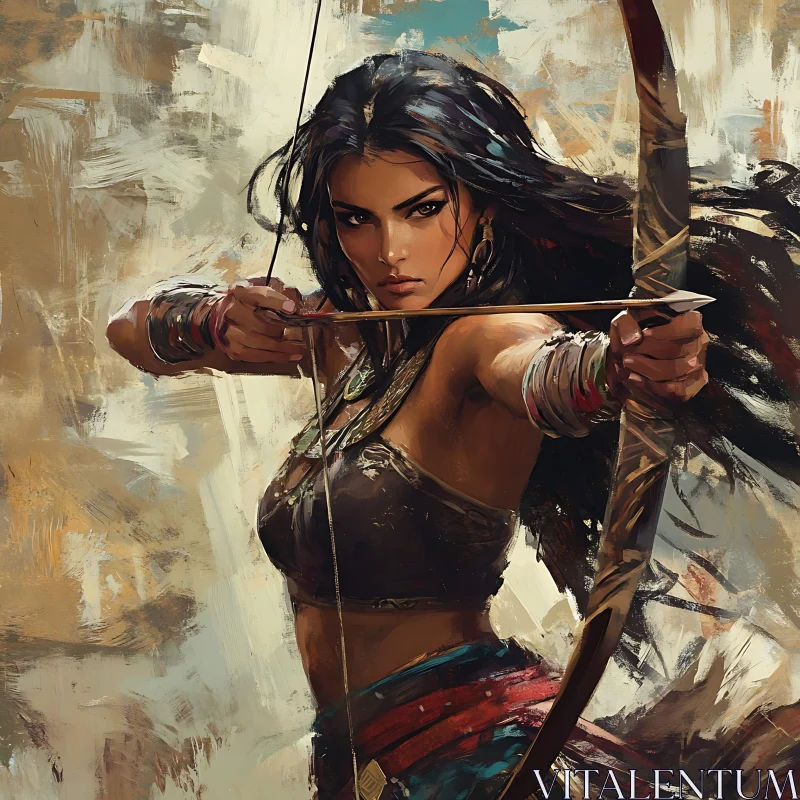 AI ART Female Archer Ready to Strike