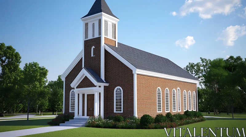 Classic Brick Church Building AI Image