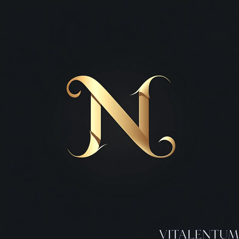 Luxurious Gold 'N' with Intricate Curves AI Image