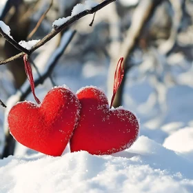 Red Hearts in Winter Wonderland
