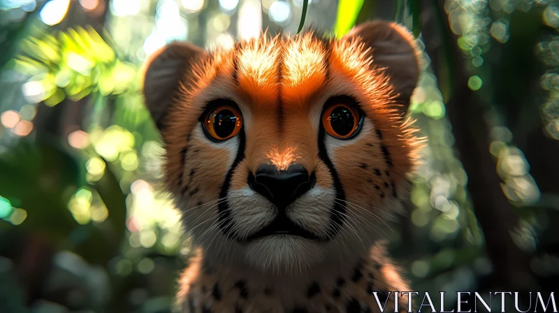 Young Cheetah in Sunlit Jungle AI Image