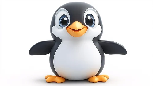 Cute Penguin Illustration on White