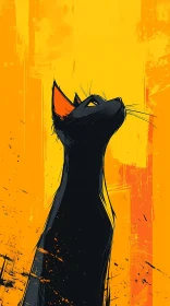Silhouette of Cat in Abstract Art