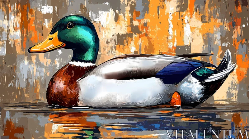 Duck Art with Abstract Background AI Image