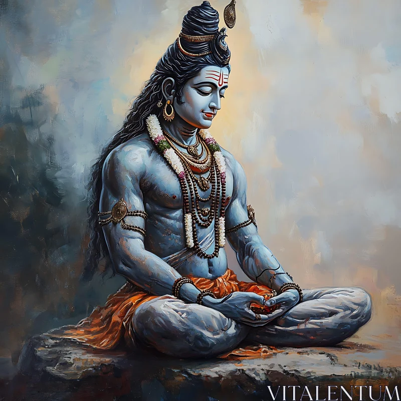 Meditative Shiva: Serene Spiritual Artwork AI Image