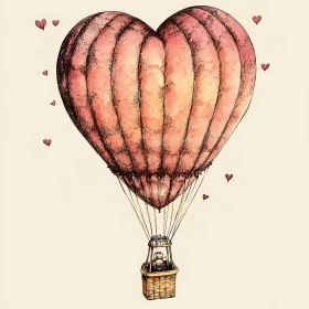 Airborne Affection: Heart Balloon Illustration