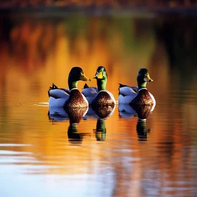 Three Ducks Swimming