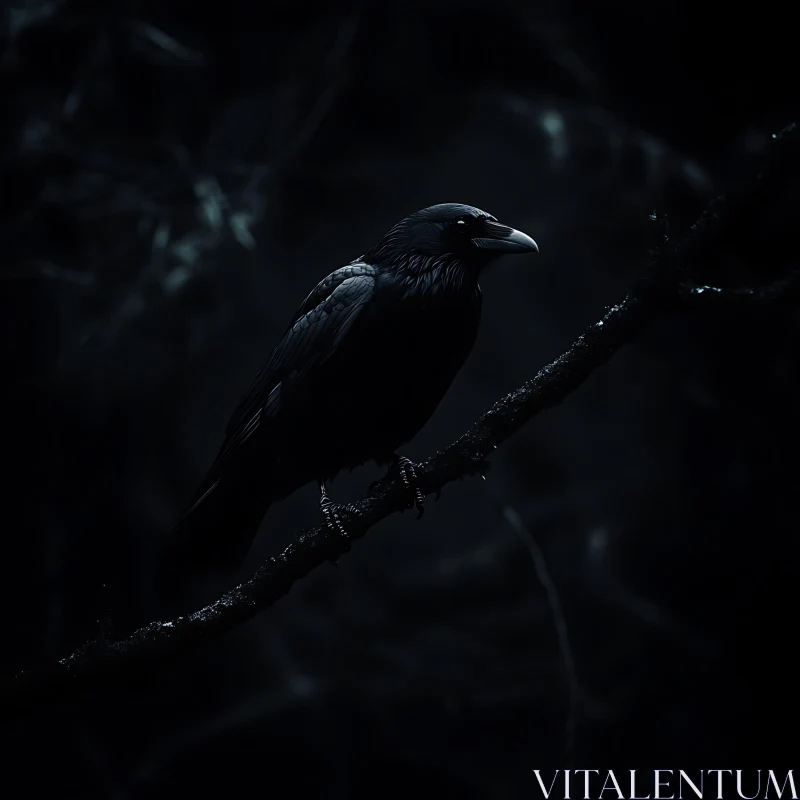 Raven on Branch in Shadow AI Image