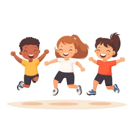 Happy Kids Jumping with Excitement