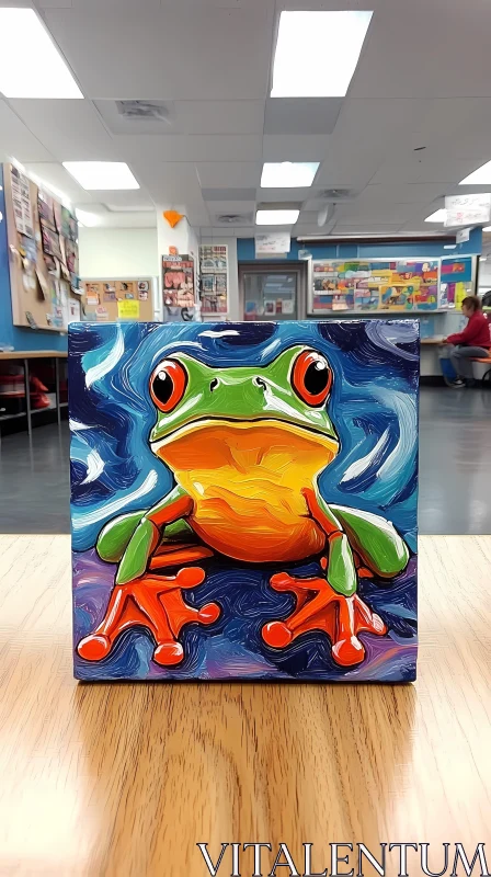 Vivid Frog Art with Abstract Background AI Image