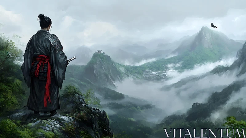 Warrior in Mountains AI Image