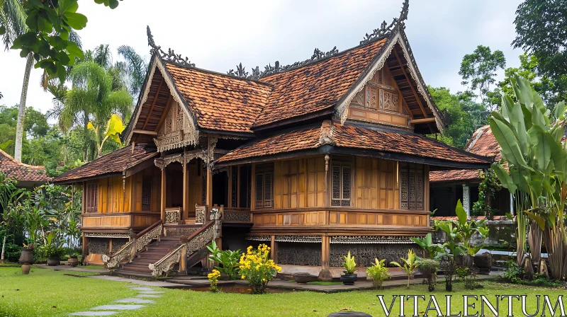 AI ART Wooden House with Terracotta Roof