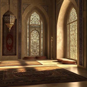 Sunlit Islamic Architecture with Intricate Details