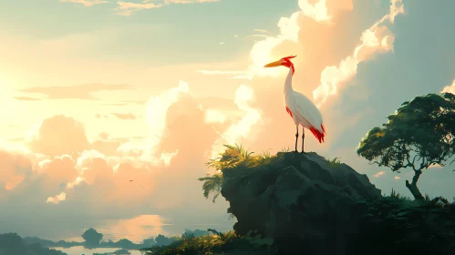 Serene Bird on Rocky Outcrop