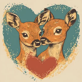 Loving Deer in Heart Shape