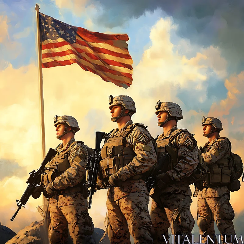 United States Military Men Illustration AI Image