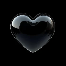 Reflective Black Heart on Dark Background