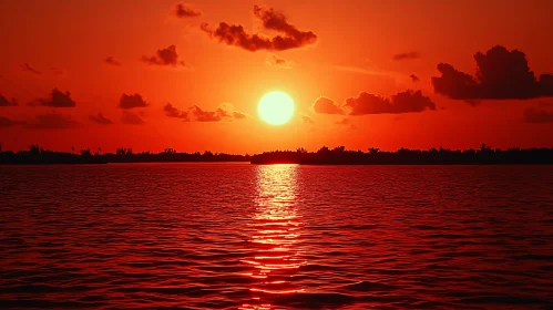 Fiery Sunset Reflection on the Water